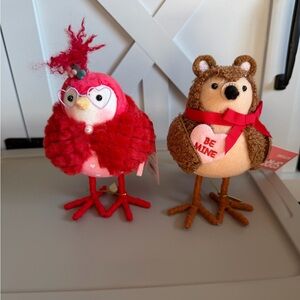 Valentine's Day Plush Bird and Bear Set